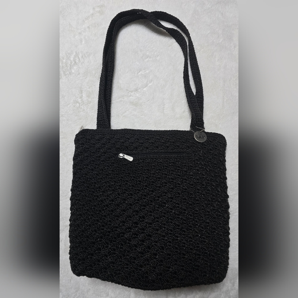 The Sak Purse Black Woven Crossbody Shoulder Bag